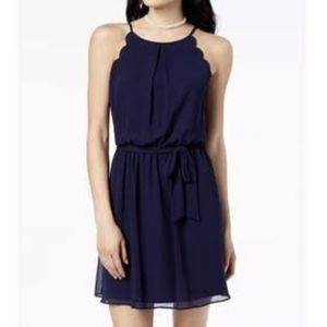 BCX Junior's Scalloped Sleeveless Dress Navy Size X-Small